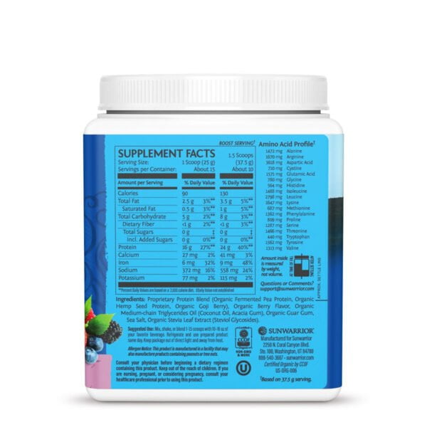 Warrior Blend Protein Berry 375g Sunwarrior Proteína Vegana Plant Based